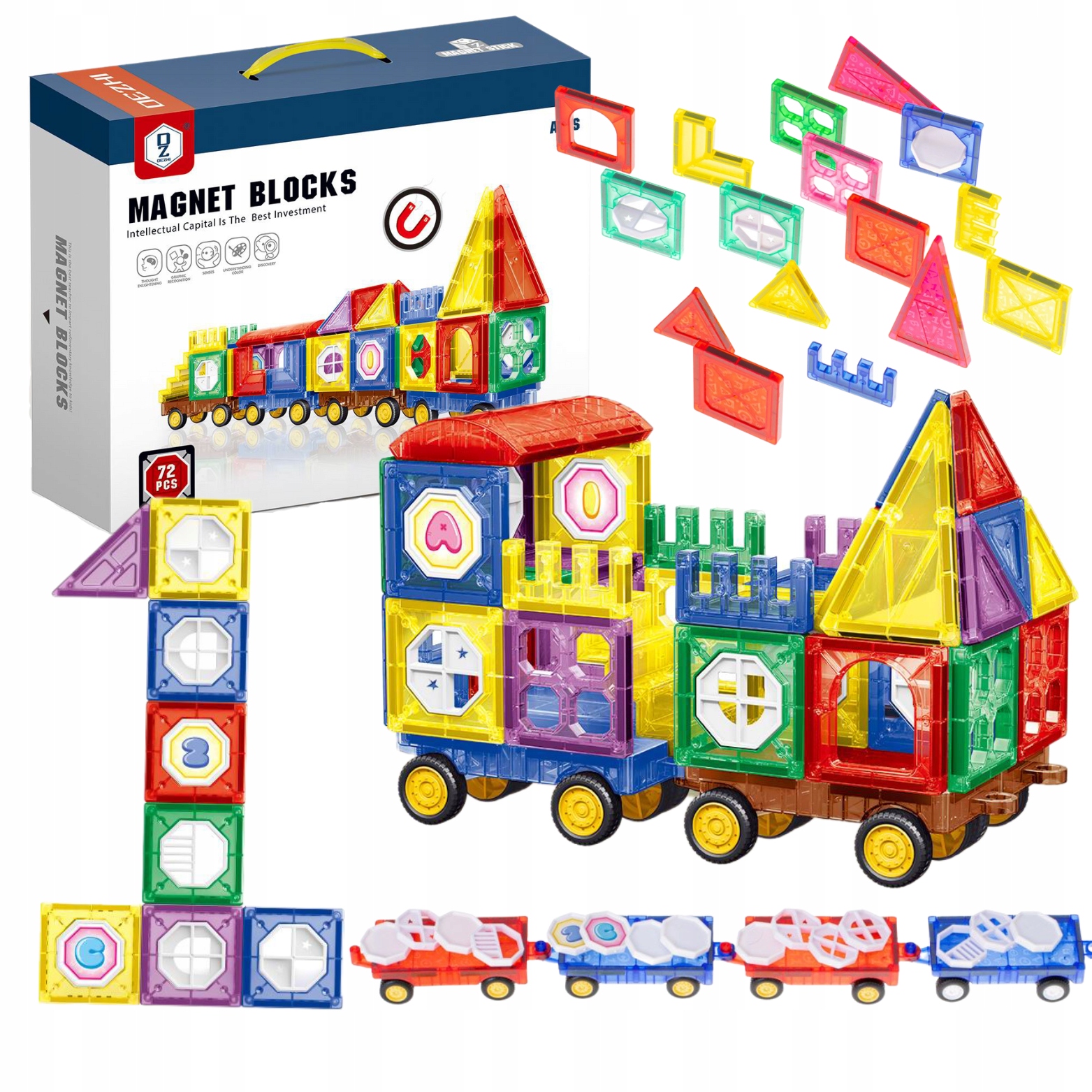 KLOCKI MAGNETIC KONSTRUKCYJNE MAGNETYCZNE 3D EDUKACYJNE POCIĄG KOLEJKA DUŻY