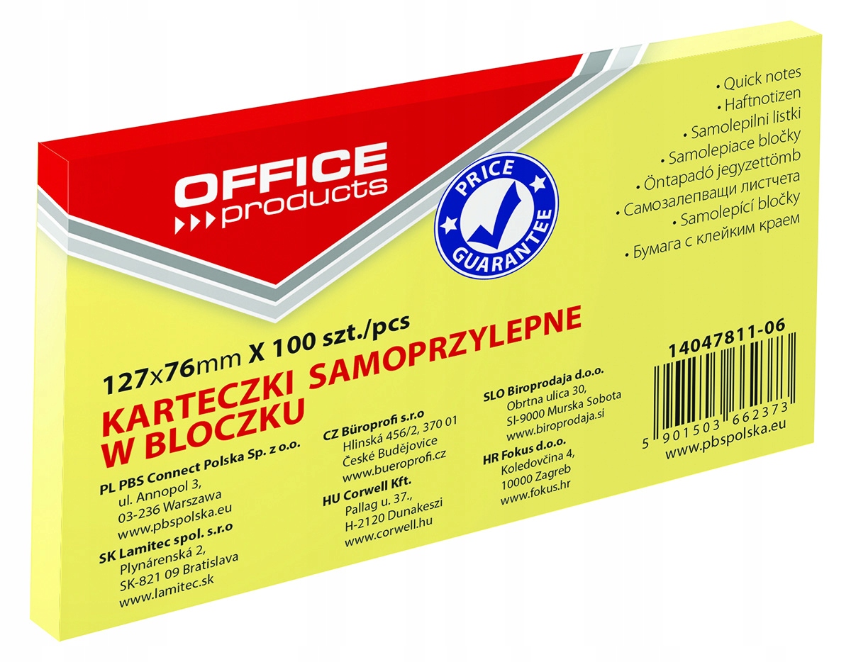 

Notes samoprzylepny Office 76x127mm