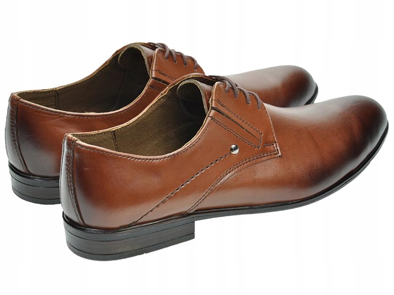 MĘSKIE WIZYTOWE PÓŁBUTY SKÓRZANE 190 BRĄZ 42 Model Pólbut