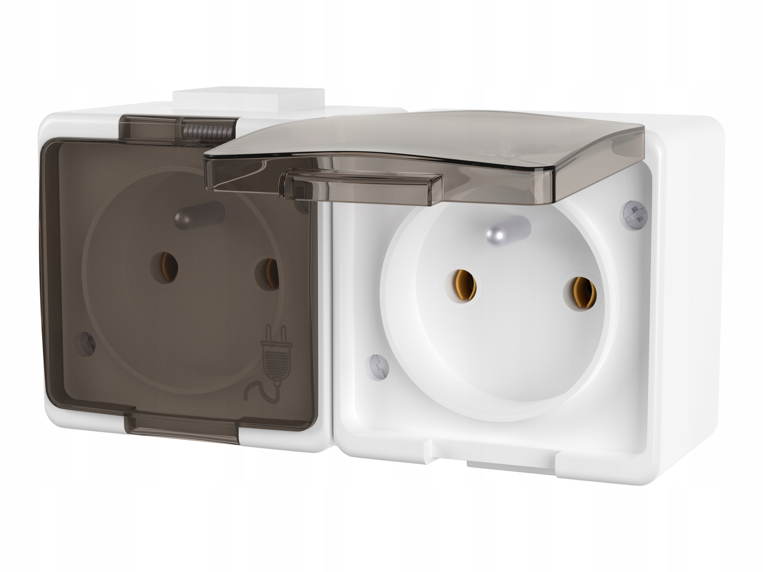 

Gniazdo Podwójne Hermetyczne Natynkowe Dymne Z/u