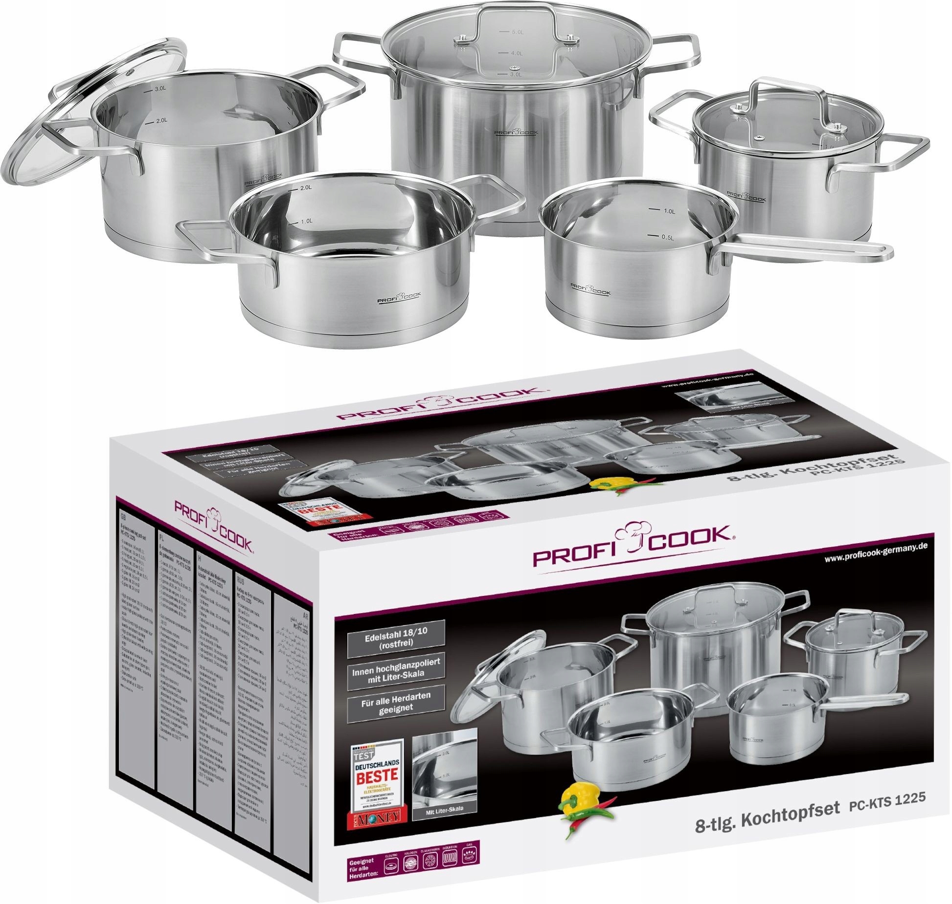 

Zestaw Garnków Indukcja Gaz 8 Elementów Proficook