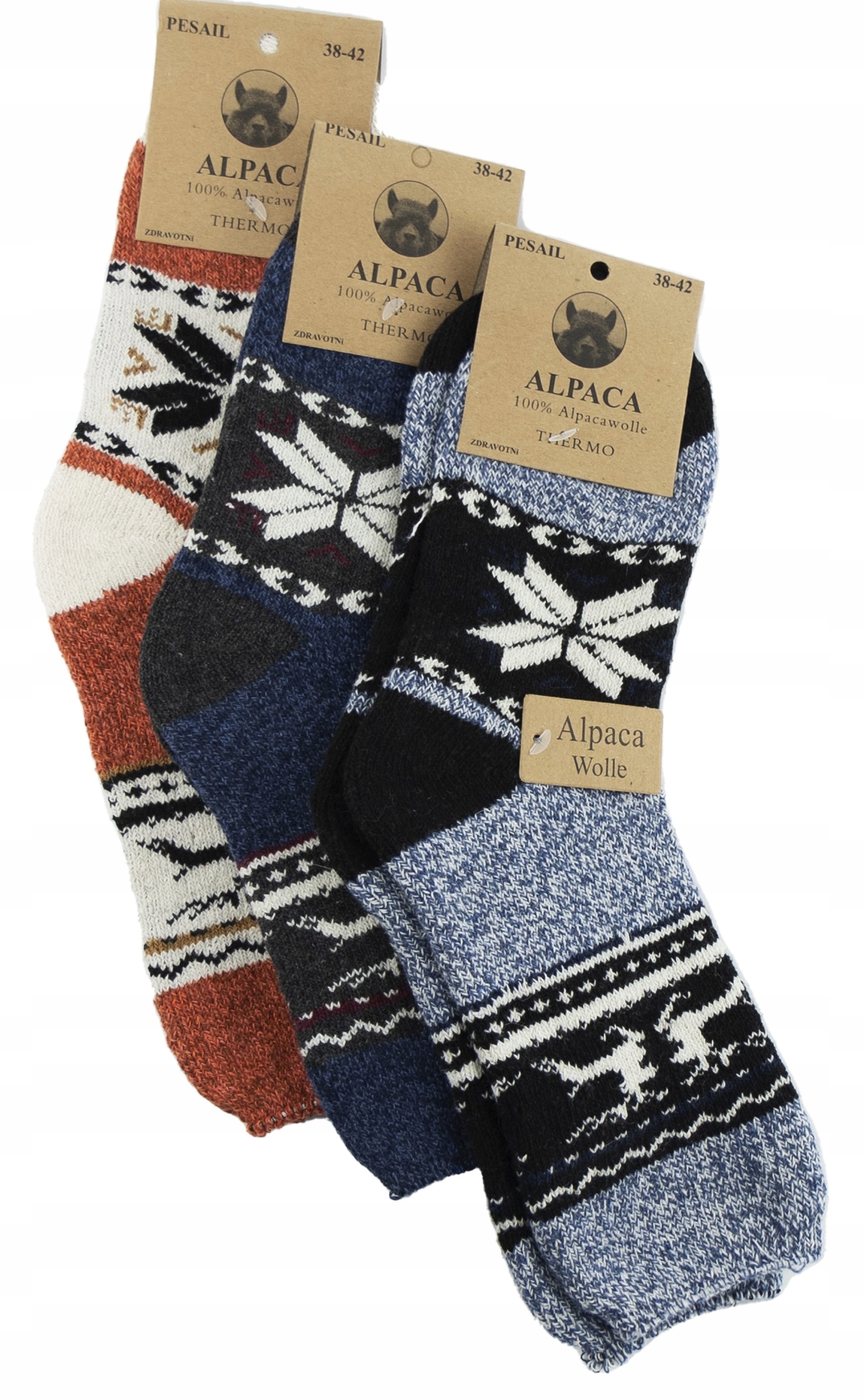 

3x Skarpety Damskie Wełniane Ciepłe Grube Alpaka