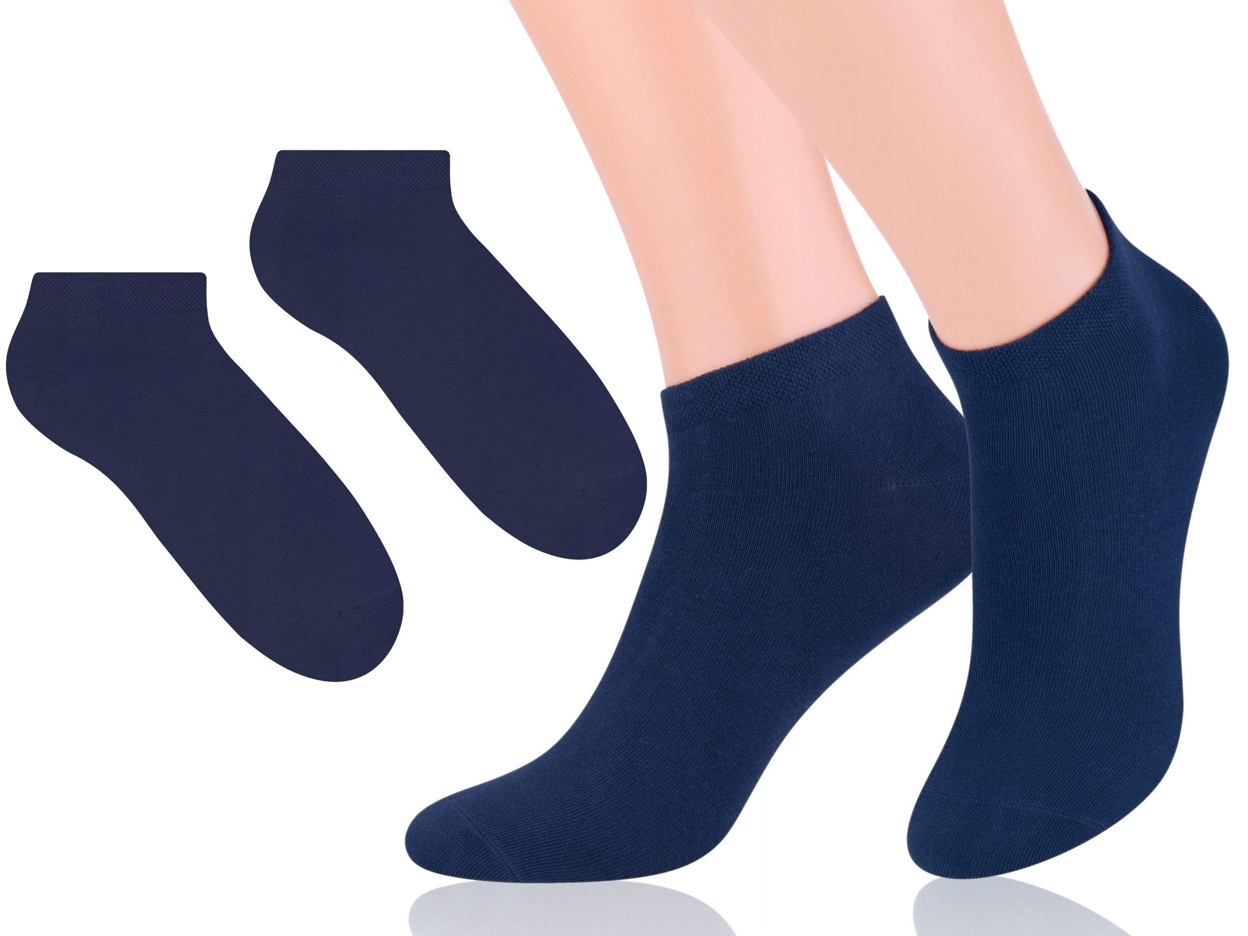 

Steven 045 Gładkie Stopki Bawełniane Granat 41-43