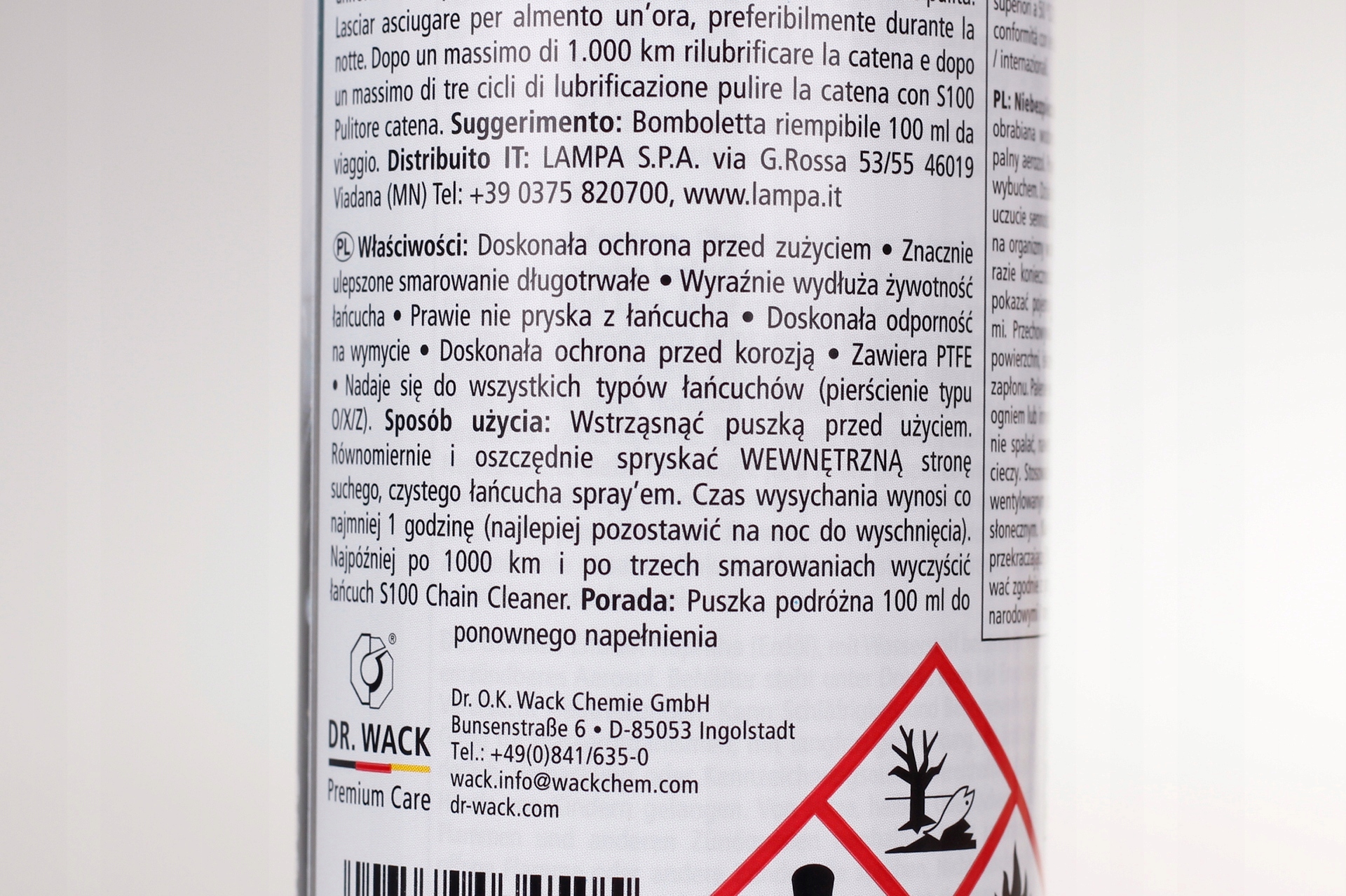 S100 WEISSES KETTEN SPRAY smar do łańcucha GRATIS Producent S100