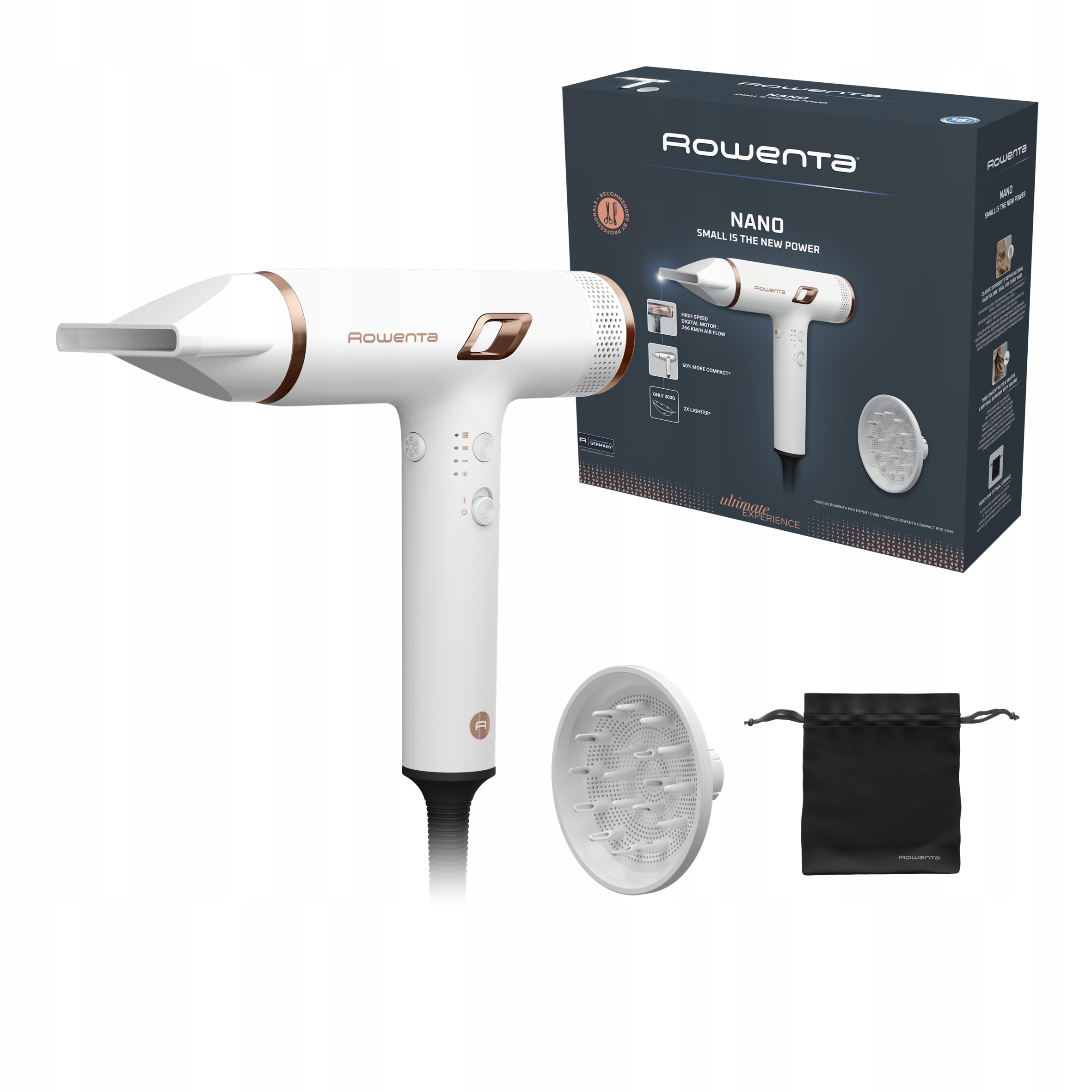 Suszarka do włosów Rowenta HY8140 1700W jonizacja dyfuzor lekka