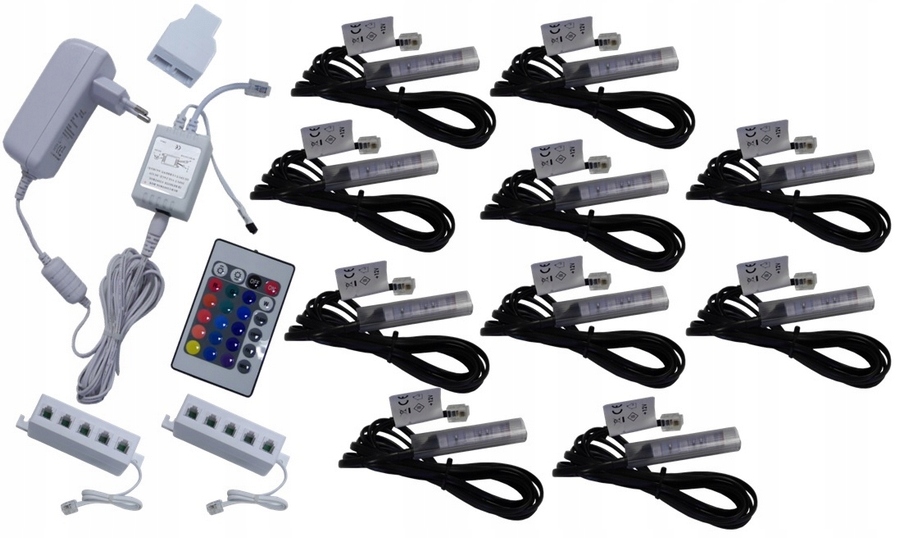 10 x Rgb Led klipy pro polic skla, klip Komplet