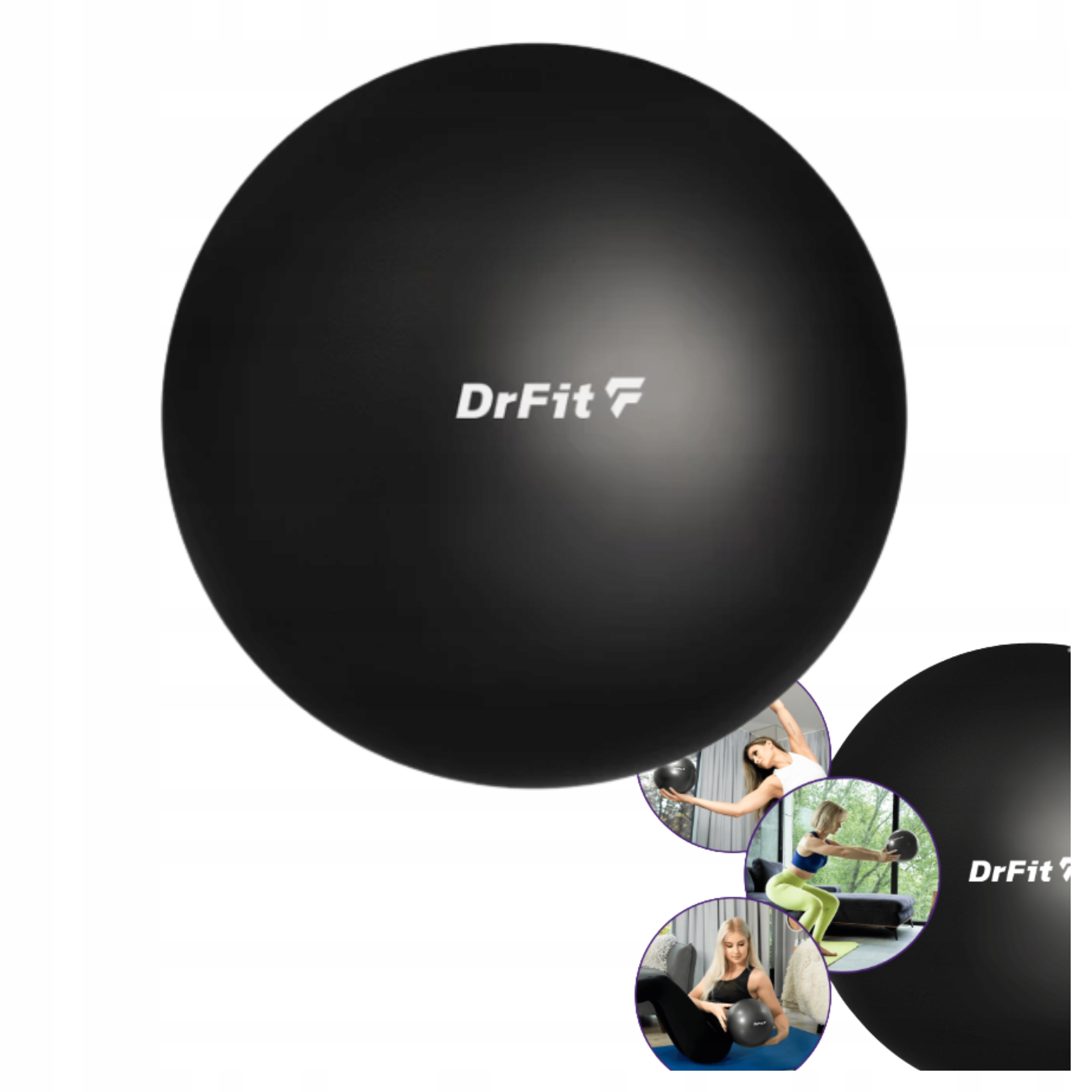 Piłka Gumowa do Ćwiczeń Pilatesu Jogi Rehablilitacji 25 cm czarna DrFit