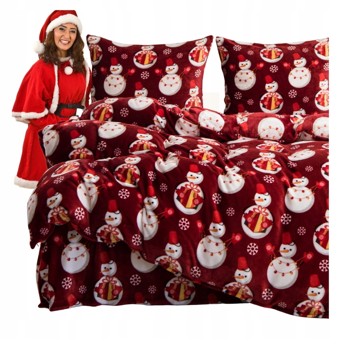 Vánoční Povlečení z mikrovlákna 220x200 sněhuláci Fleece jako Dárek