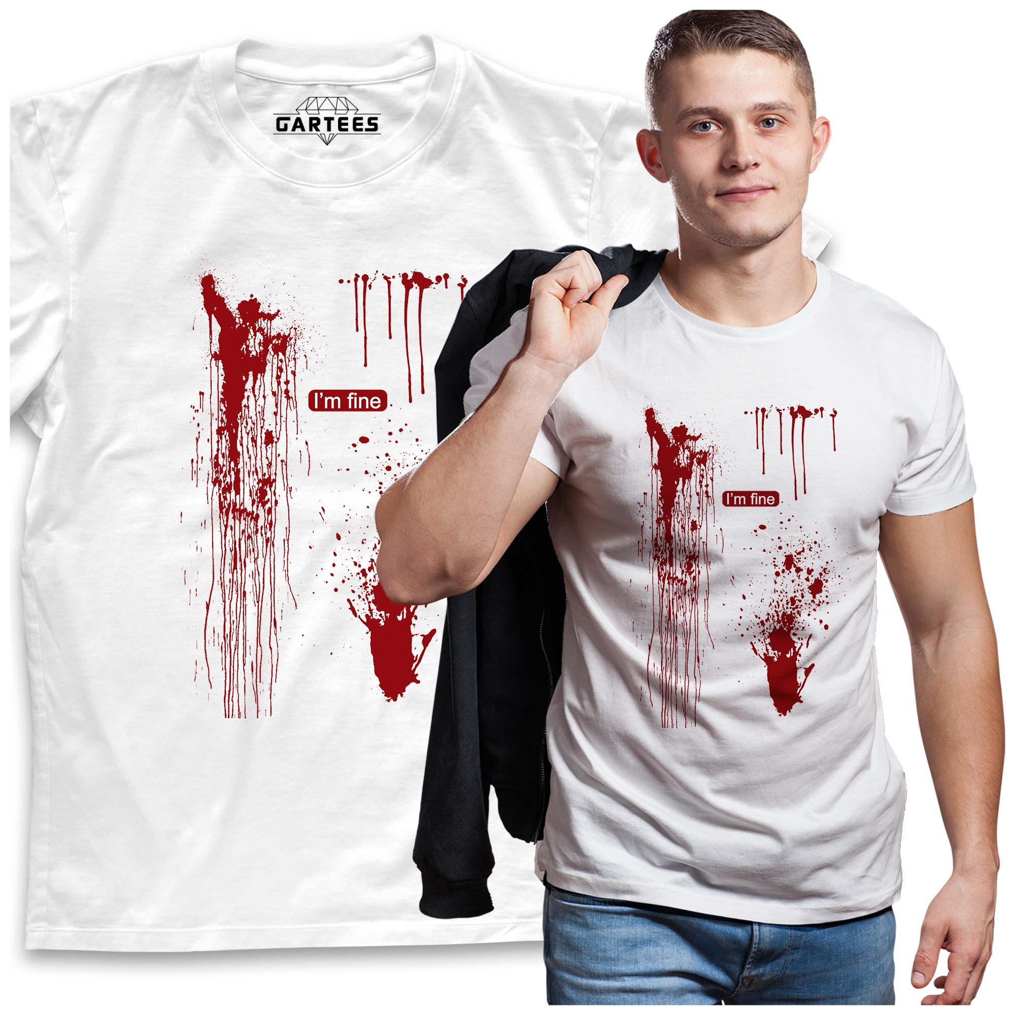 

Koszulka Męska I'M Fine Blood Krew Czerwona