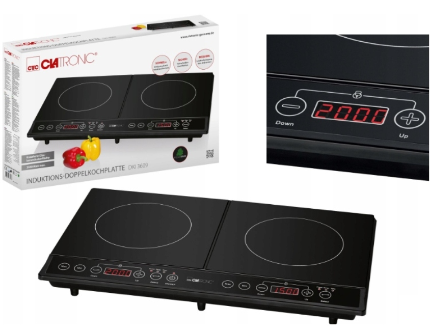 Kuchenka Indukcyjna Dwupalnikowa Dwupłytowa Płyta Indukcja 2 Palniki