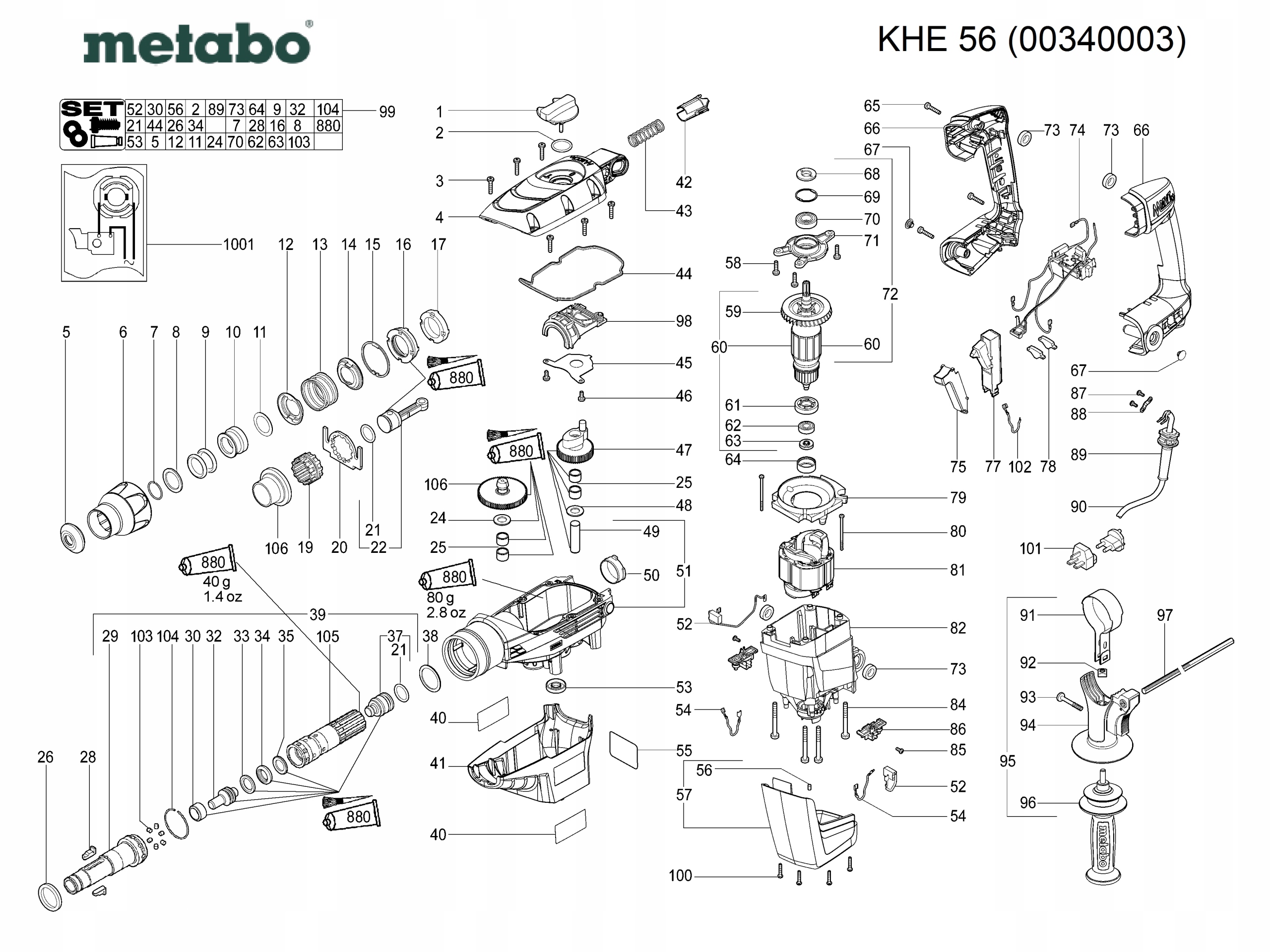 Metabo używany stojan 220-240 V do młota udarowego KHE 56 00340003 Kod producenta 311010850