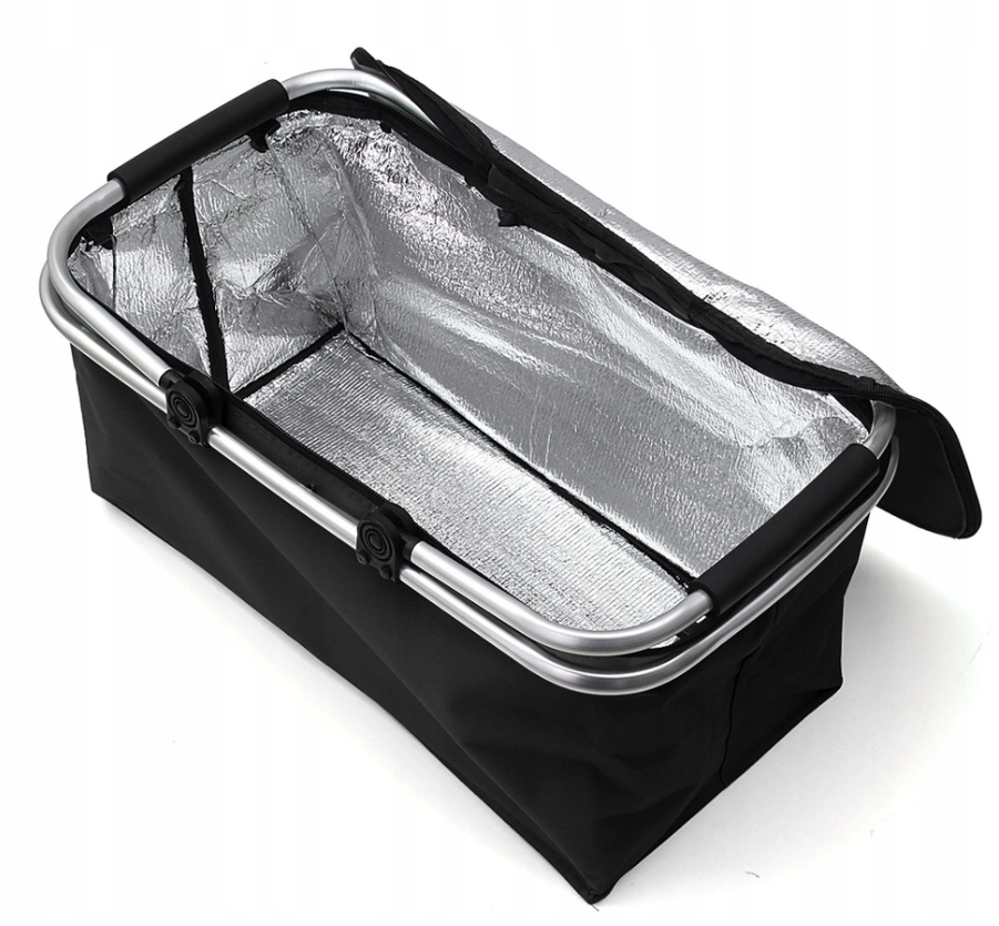 KOSZYK PIKNIKOWY SKŁADANY TERMICZNY KOSZ NA ZAKUPY Model 30L czarny