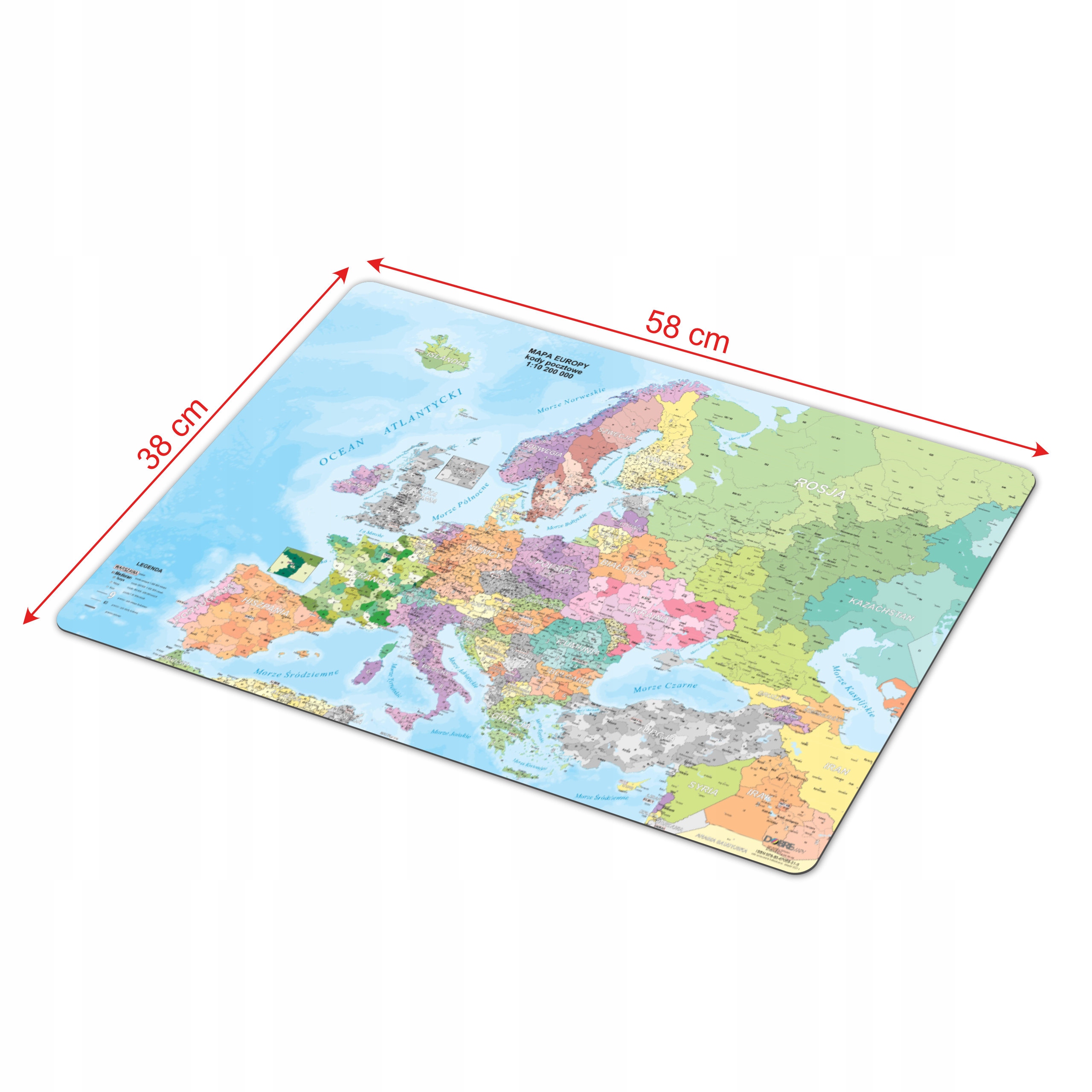 EUROPA KODOWA MAPA PODKŁADKA KODY POCZTOWE 38x58cm Waga produktu z opakowaniem jednostkowym 1.5 kg