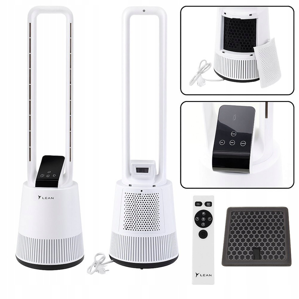 Podlahový Bezlopatkový Ventilátor Oscilácia Časovač LCD Displej Diaľkový Ovládač Mar