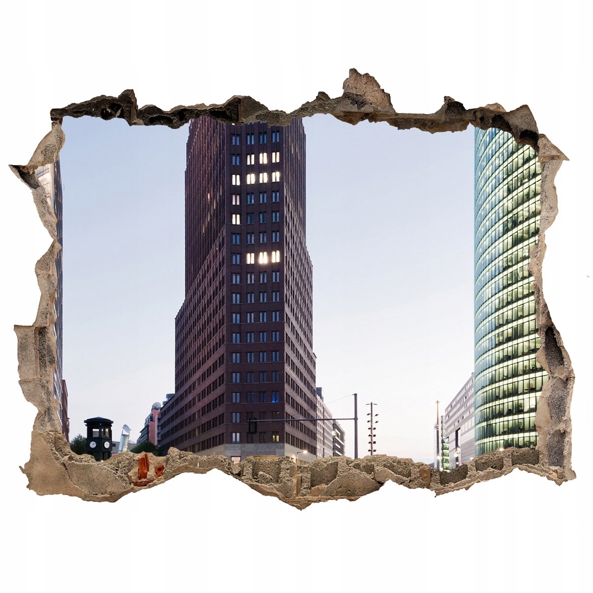 

Fototapeta dziura na ścianę 3d Drapacze chmur
