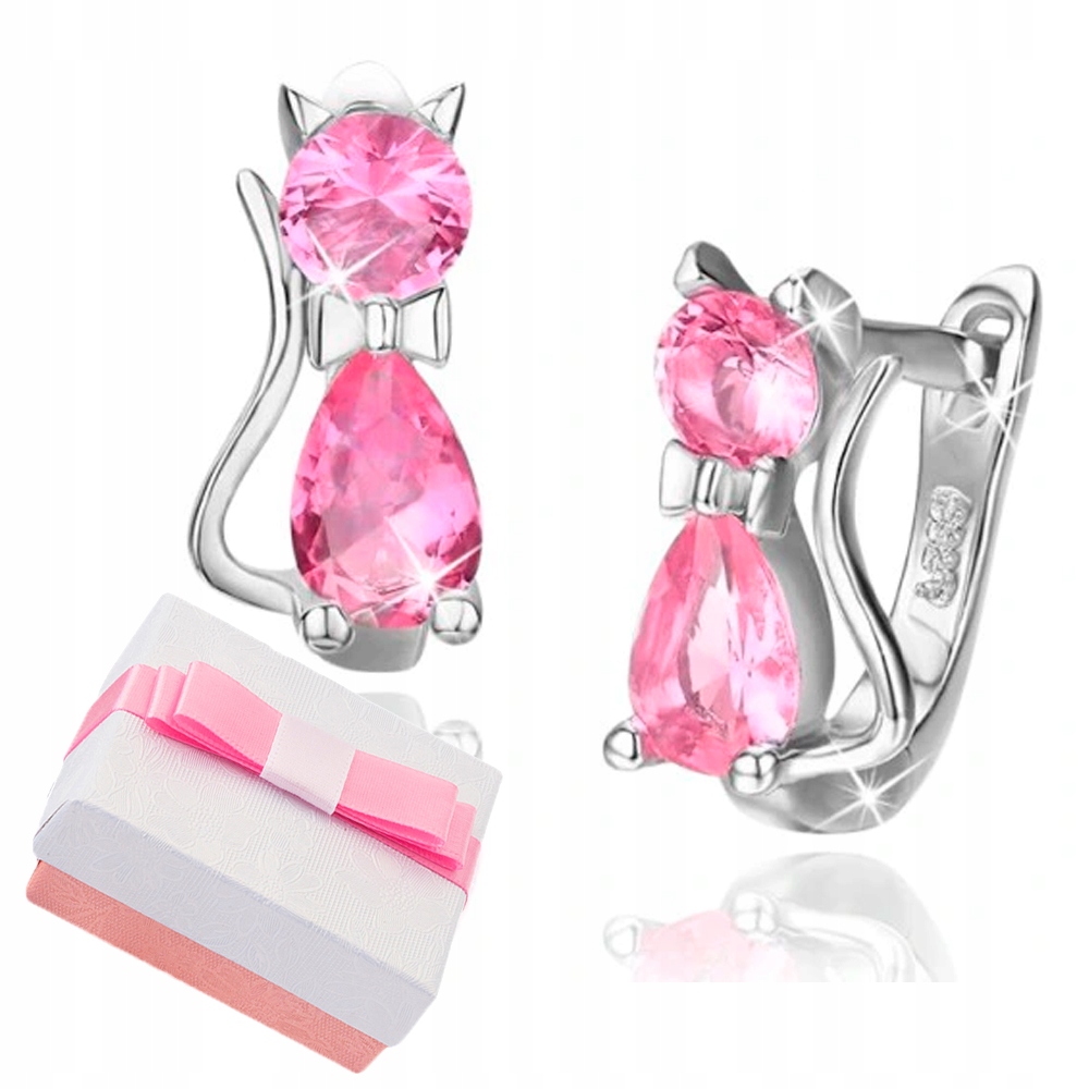 

Kolczyki Srebrne 925 Dla Dziewczynki Kotki