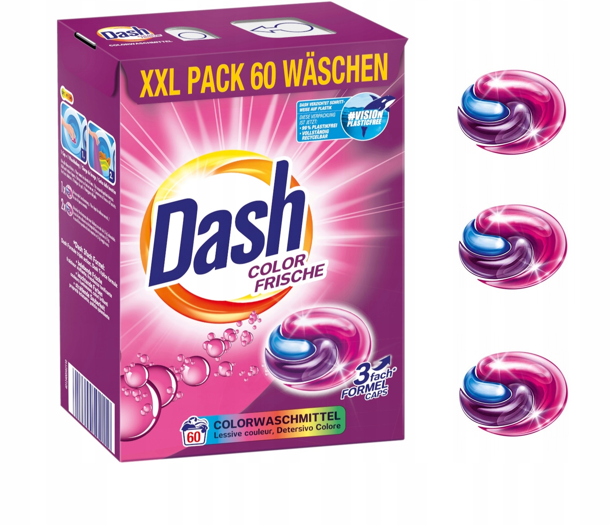 Levně Dash Color Frische Kapsle na praní, barva 3v1 60kusů německé De