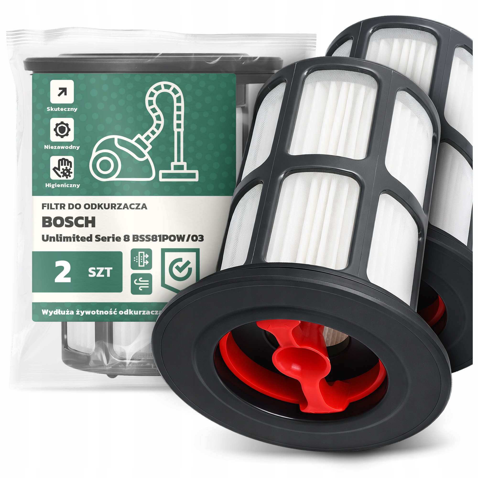2x Filtr Pro Vysavač Bosch Unlimited Serie 8 BSS81POW/03 Hepa Filtry Em-w