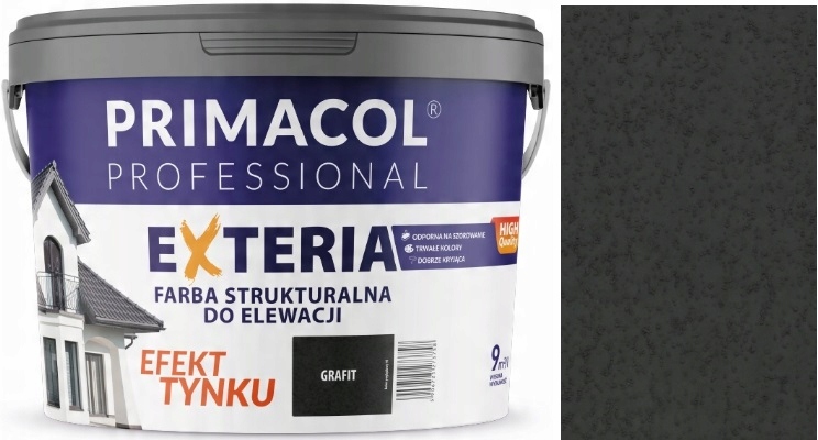 Primacol Exteria Farba Elewacyjna Strukturalna Zewnętrzna Grafit 9L