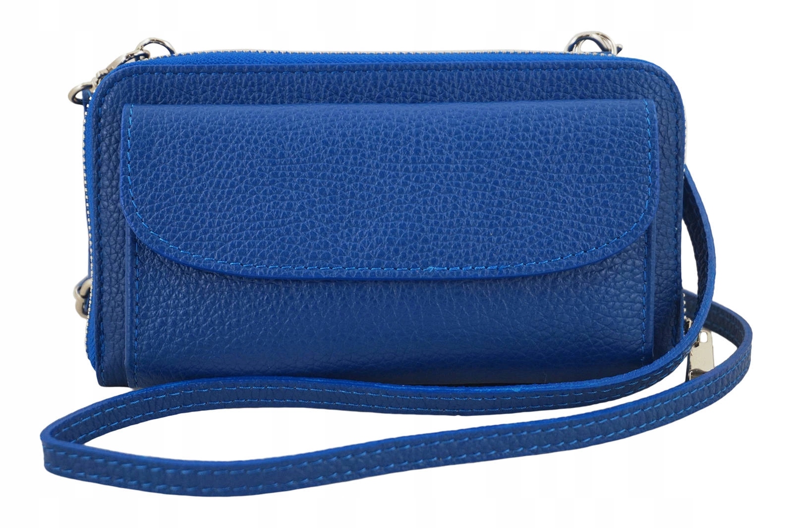 Peněženka s pouzdro na telefon z kůže, italská chabrová