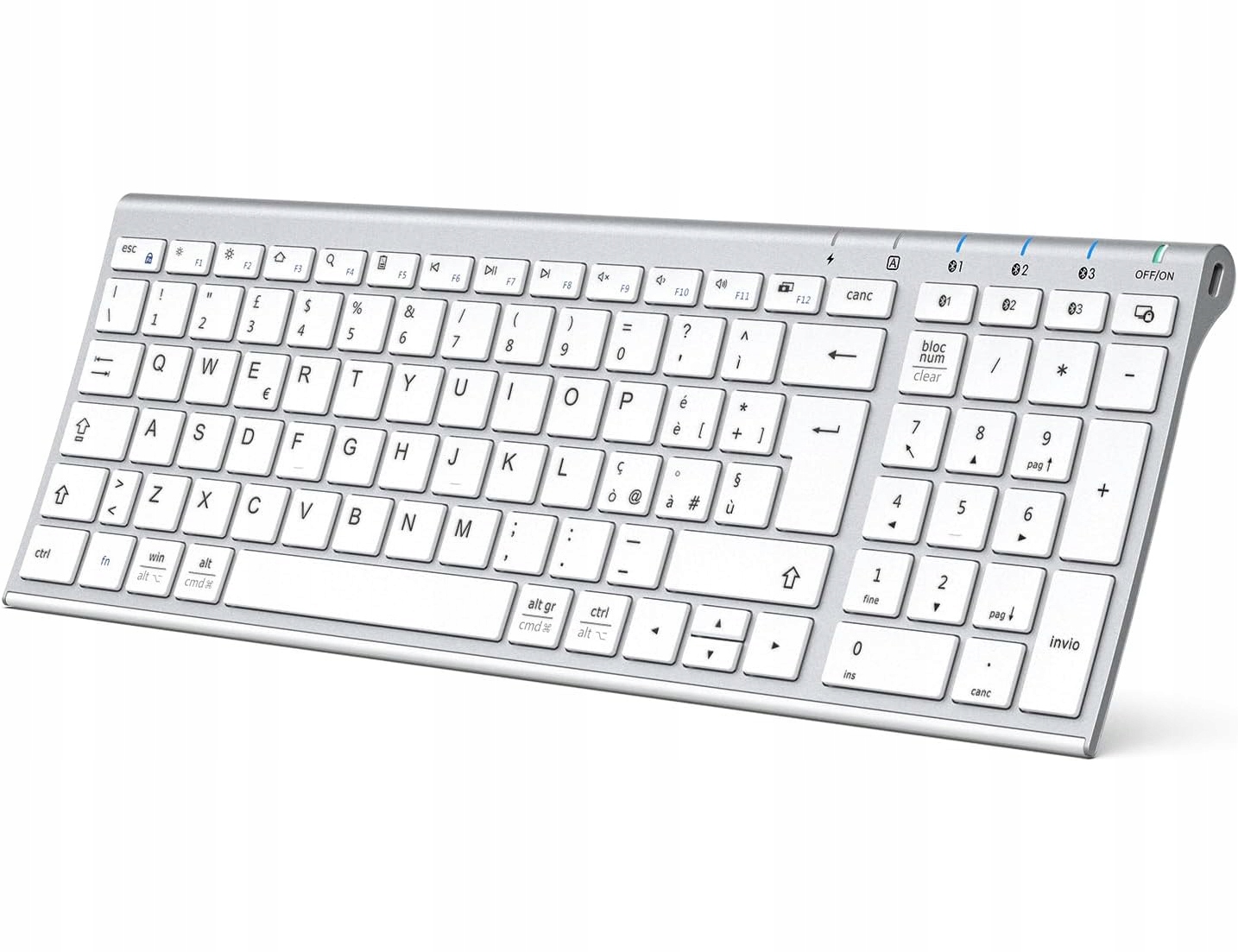 Klávesnica Bluetooth 5.1 multi-device, ergonomická, numerická Qwerty (pl)