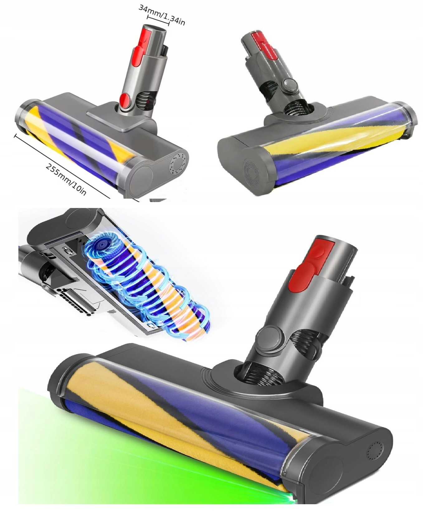 Turbo Kartáč Rotační Led Hubice Pro Dyson V7 V8 V10 V11 V15