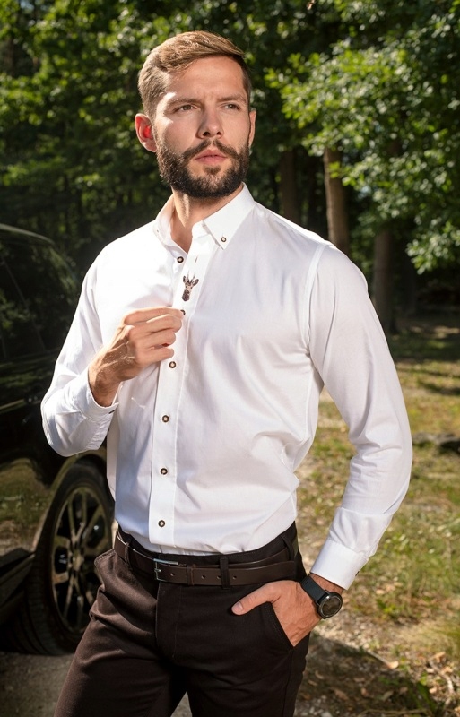 B Koszula męska myśliwska Tagart Koziołek Biała Rozmiar 3XL 47/48 Regular