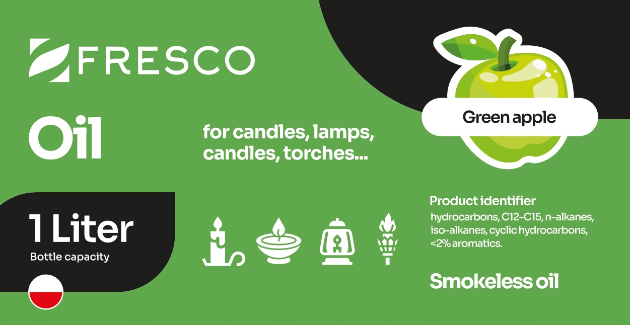 Paliwo olej do lamp, pochodni i świec 1,0L JABŁKO Marka AIG MIX