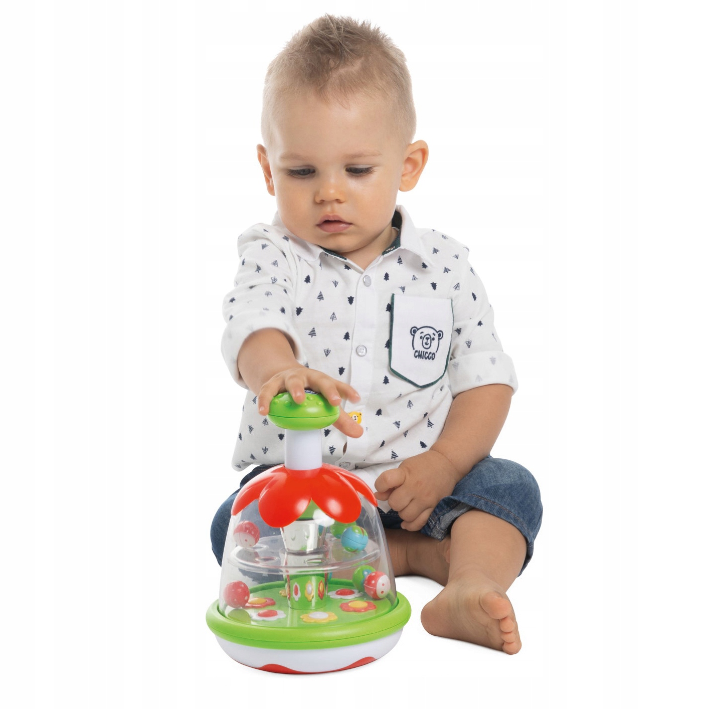 KOLOROWY TRADYCYJNY MECHANICZNY BĄCZEK WCISKANY WIRUJĄCE KULECZKI CHICCO EAN (GTIN) 8003670772941