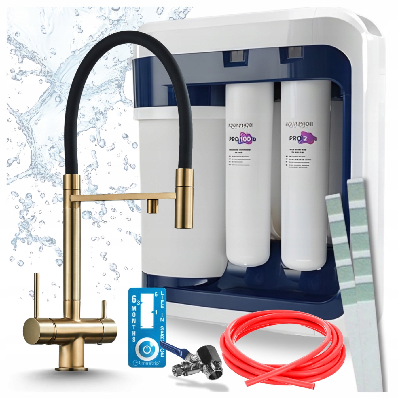 Zlatý Flexibilný Kuchynský Kohútik A Filter Aquaphor RO202S Pro S Reverznou Osmózou