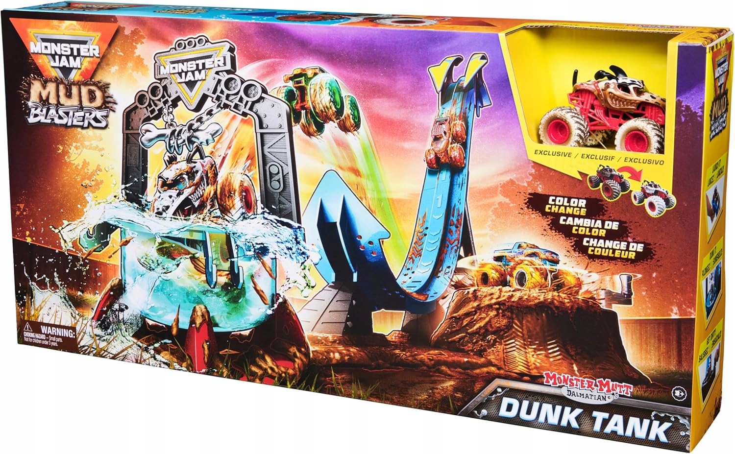 Monster Jam Mud Blasters Dunk Monster Truck Zjeżdzalnia Zabawa