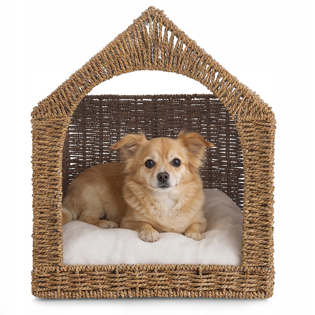 Buda legowisko z daszkiem dla psa lub kota, posłanie dla psa z poduszką