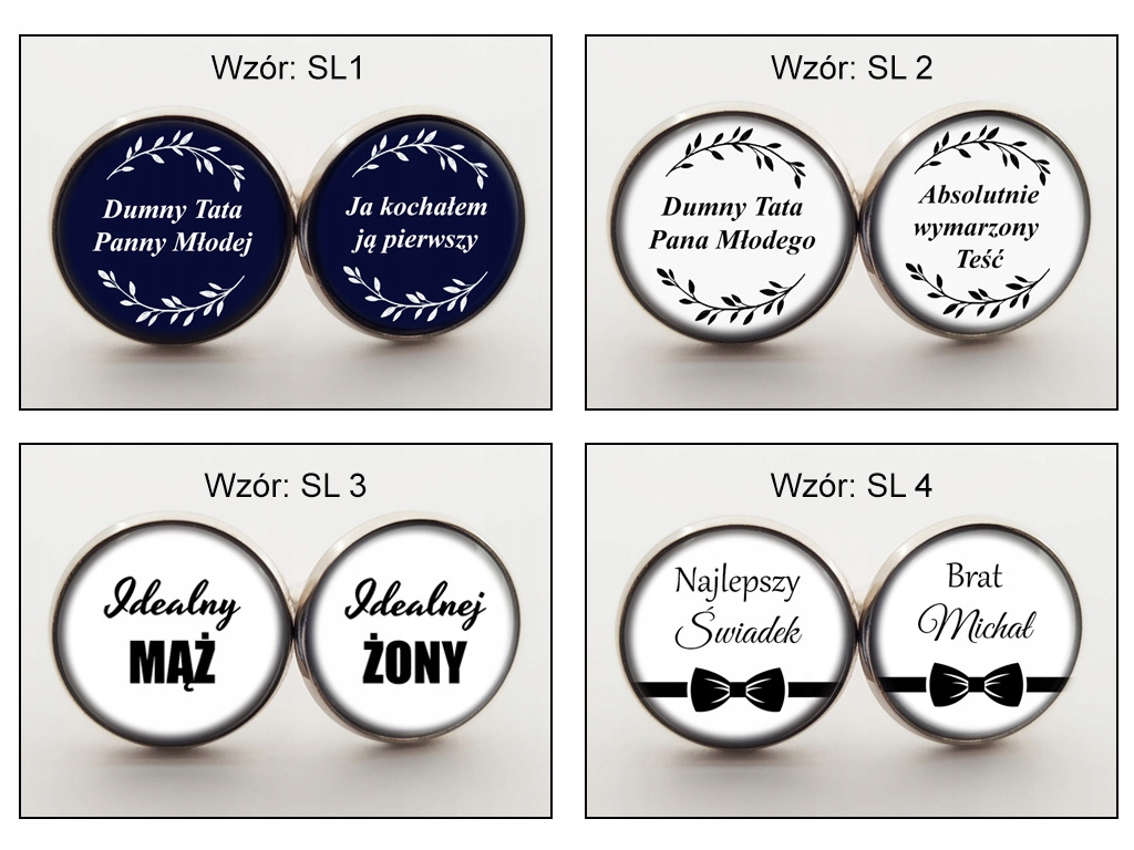 Spinki do Mankietów do Ślubu dla Pana Młodego Ślub Marka Inna marka