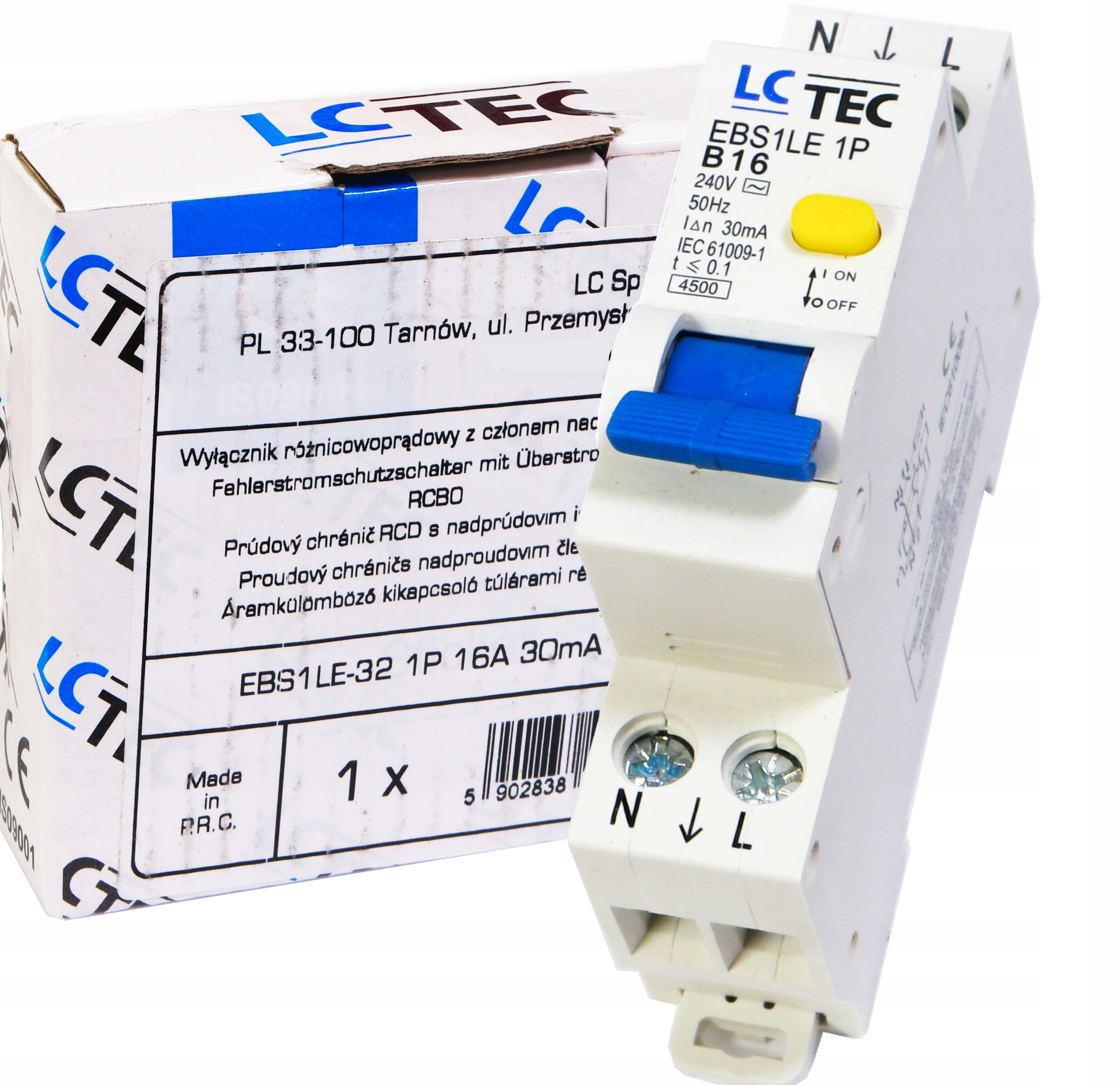 Nadproudový diferenciální spínač 30mA B 16A 1p 1P N