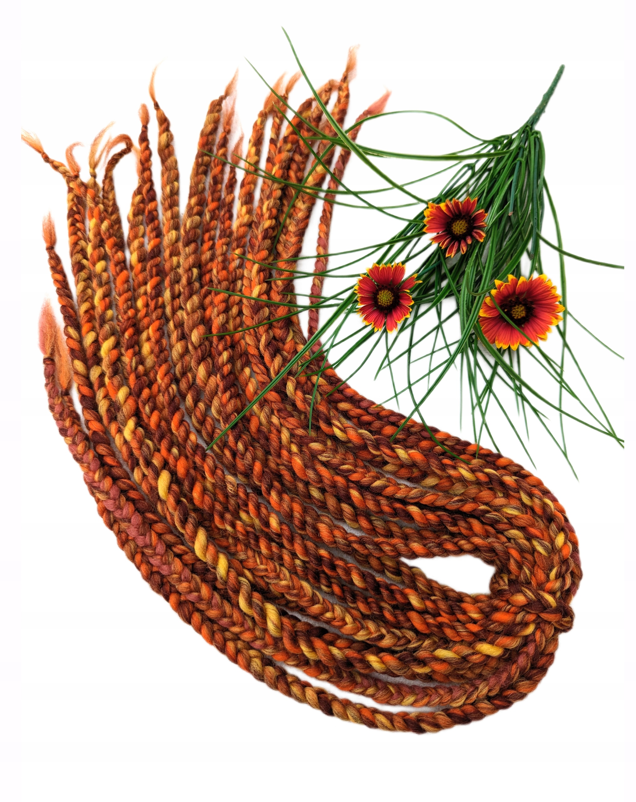 Vlněné copánky Opakovaně Použitelné, červené, Podzimní Plameny, 10 kusů