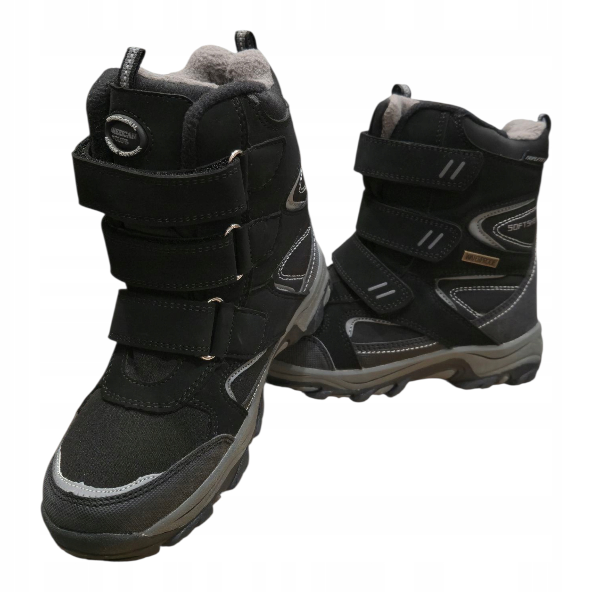 Śniegowce Wodoodporne Softshell Trapery Ocieplane Buty Zimowe Czarne 33