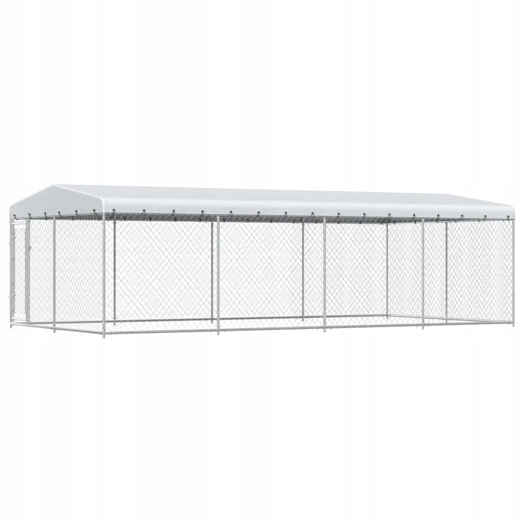 Levně Kotec s Pe střechou, ocel, 7,6x3,8x2,3 m, stříbrná