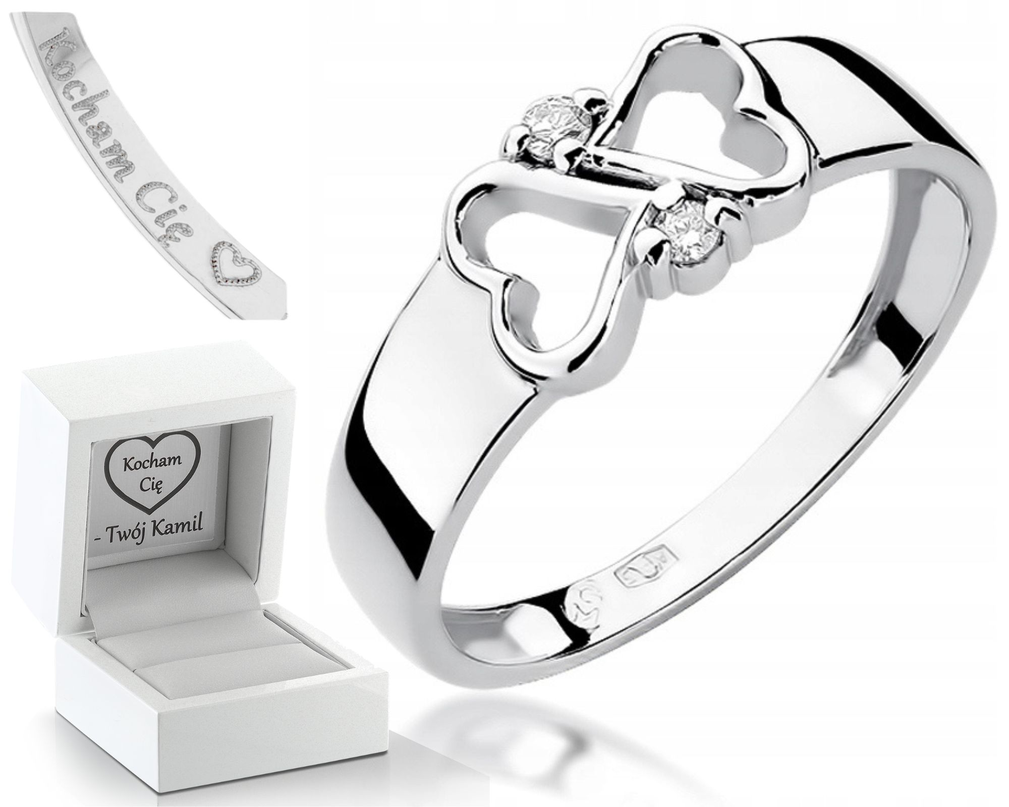Prstýnek Brilianty Bílé Zlato Gravírování Bonus 585