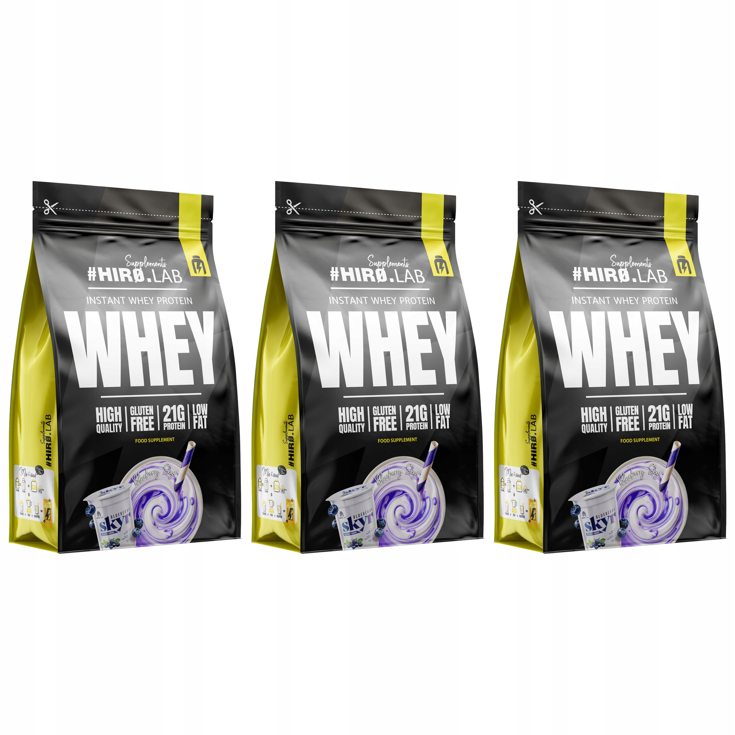 3x Wpc Instant Whey Protein syrovátkový doplněk stravy 750 g Jahoda Skyr Hir