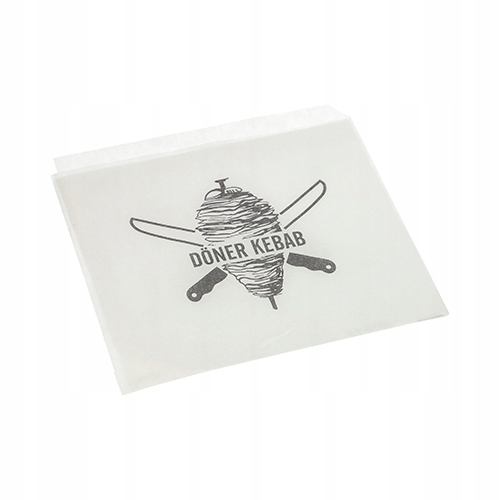 Papierowe torebki na kebab | biała koperta na kebab | 16x16 cm 1000 szt.