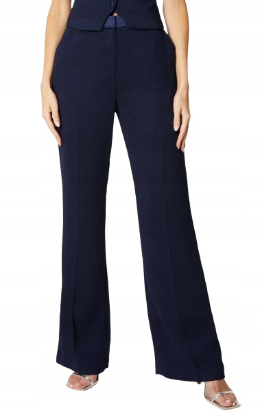 Coast Tmavě Modré Elegantní Dlouhé Kalhoty S Výstřihem, Velikost 40 Hke