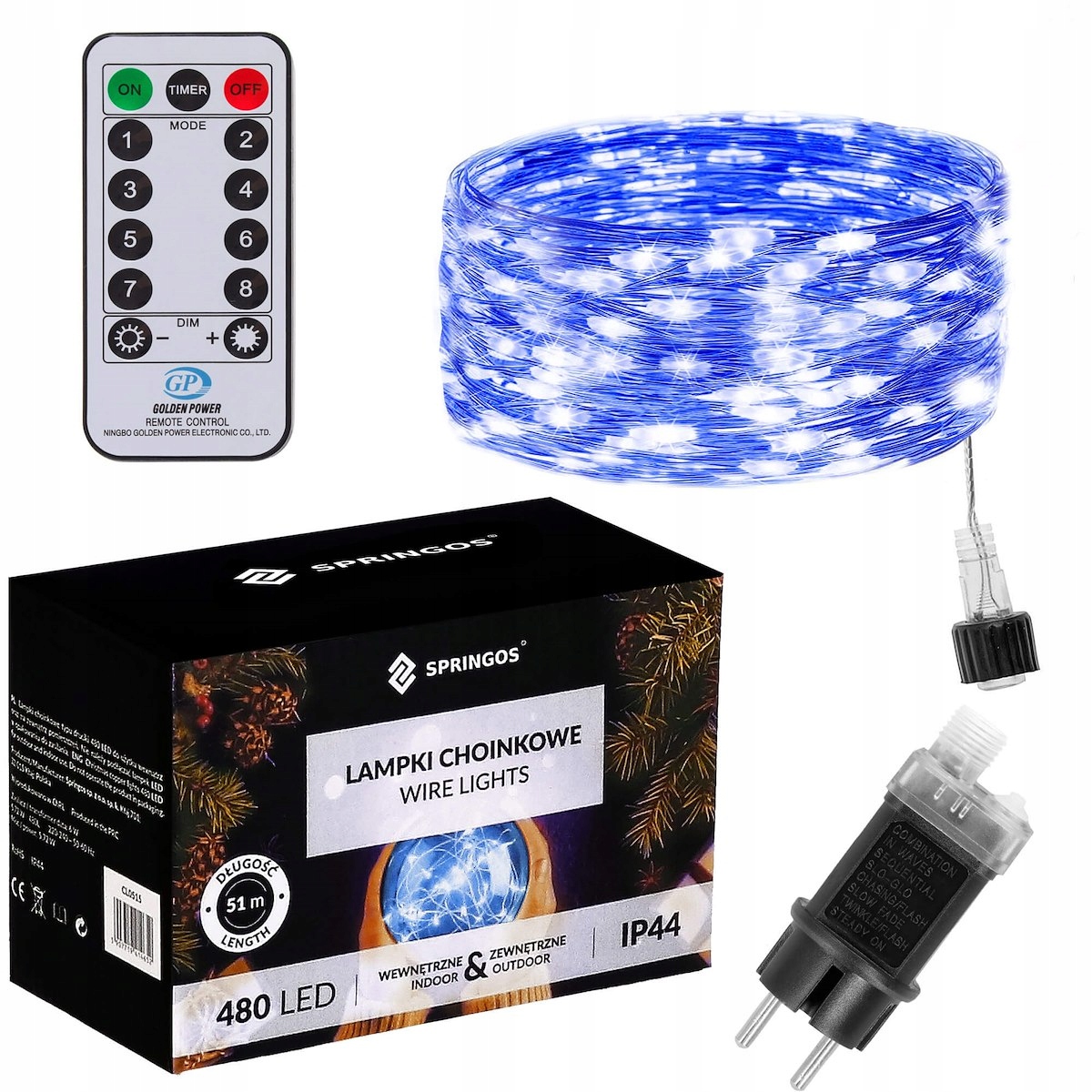 

Lampki Druciki 480 Led Mikro Niebieski Pilot