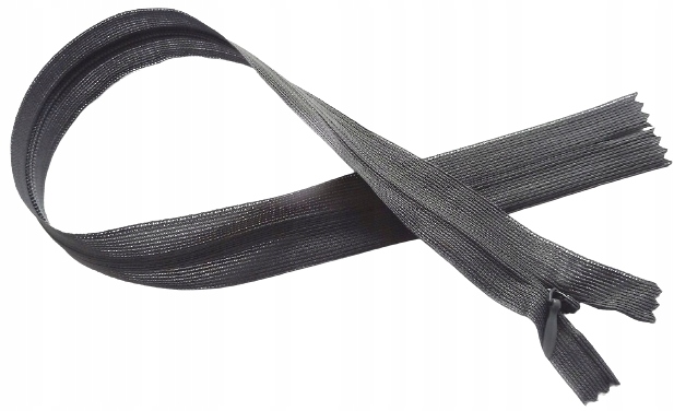 Zamek 40 cm kryty spiralny błyskawiczny nierozdzielczy grafit ciemny szary