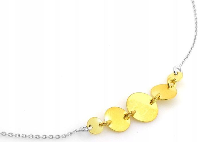 Moderní náhrdelník s kulatými pozlacenými prvky r45 stříbrný 925 s