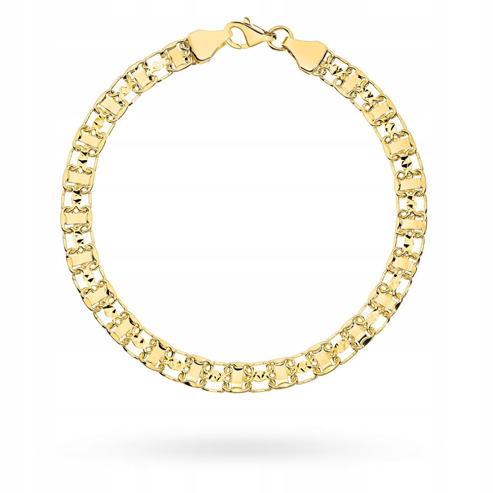 Zlatý náramek 585 Široký pásek 19,5 cm Lesklý 5.33 g dárek 5 mm