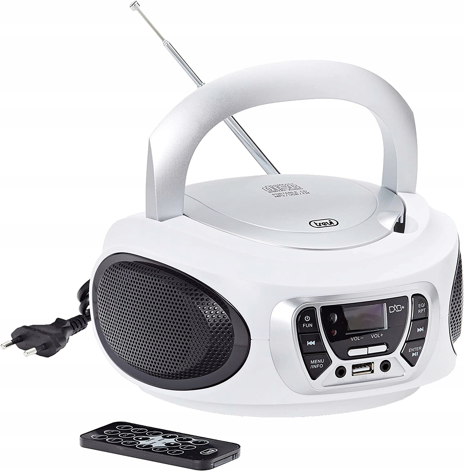 BOOMBOX ODTWARZACZ CD RADIO DAB USB MP3 AUX TREVI