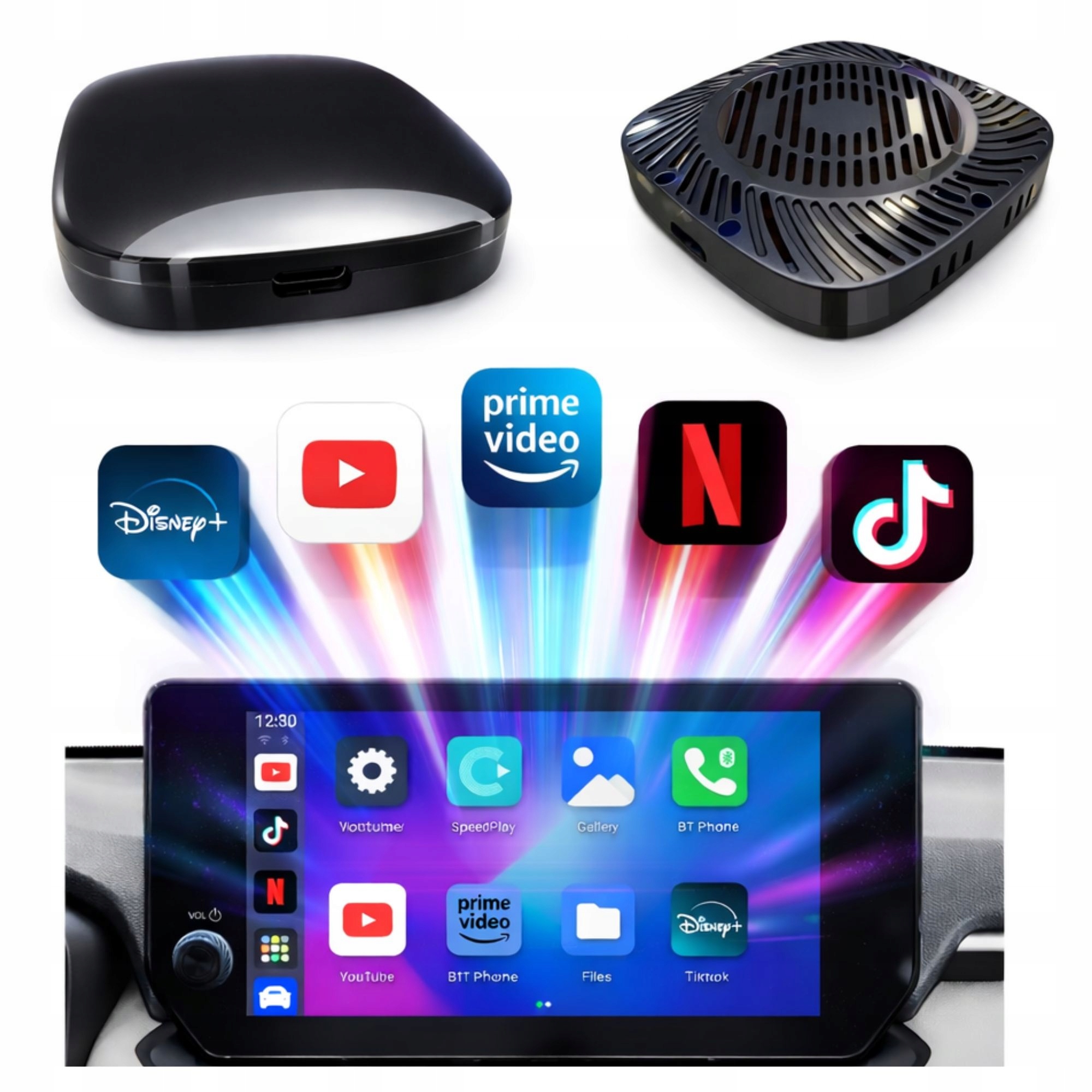 Adaptér do auta Ai Box CarPlay Android Bezdrátový YouTube Netflix