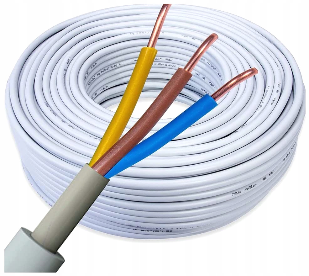 

Przewód elektryczny 3x1 kabel biały Omy 1 metr