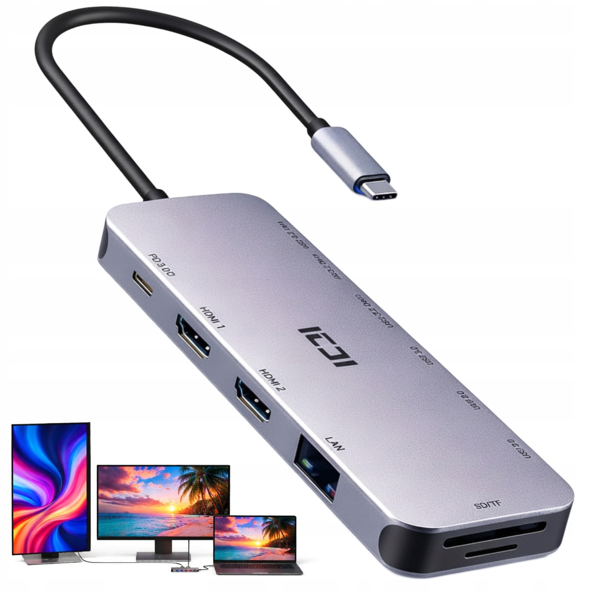 Fujitsu Usb-c Hub 2x Hdmi Pd Dokovací Stanice Pro Notebook Dvojitý Monitor