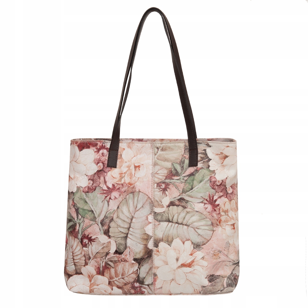 

Kwiaty Włoska Torebka pastelowa shopper skóra A4